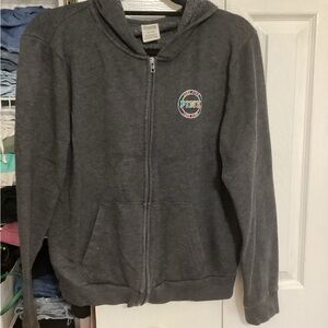 PINK Victoria's Secret Charcoal Gray Zip Hoodie